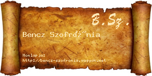 Bencz Szofrónia névjegykártya